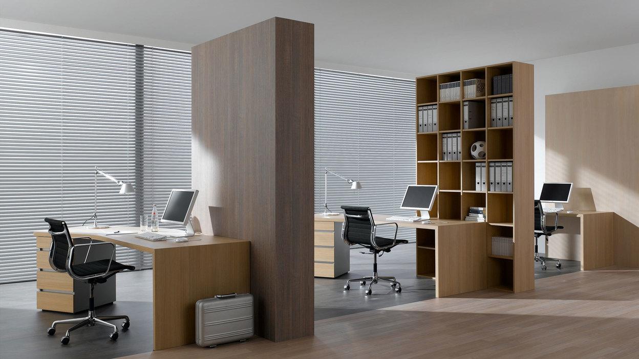 Impression eines Arbeitszimmers im Stil Großraumbüro