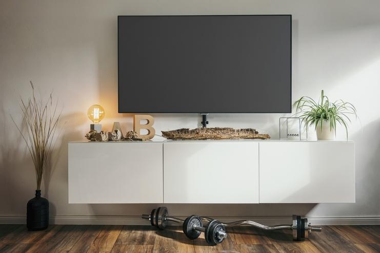 Weißes Hängeboard / TV-Board